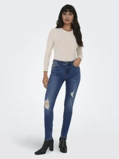 Only Jeans*ONLWAUW MID SK DESTROY DNM BJ209 Dark Blue Denim