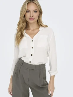 Only Blusen*ASMIN SHIRT L/S WVN NOOS Snow White