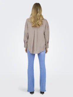 Only Blusen*ONLZAZIMA L/S LOOSE SHIRT WVN NOOS Silver Mink