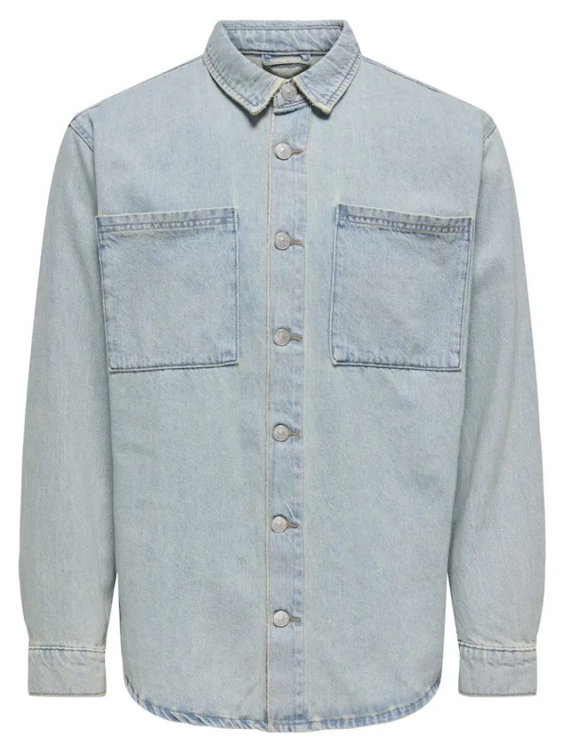 Only & Sons Hemden*ONSALP BOX TAI DNM JACKET Light Blue Denim