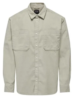 Only & Sons Hemden*ONSALP 2PKT WASHD CORD LS SHIRT OTL Silver Lining