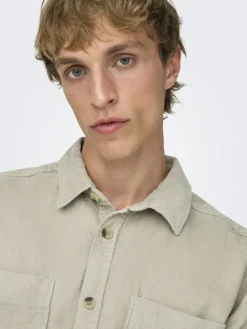 Only & Sons Hemden*ONSALP 2PKT WASHD CORD LS SHIRT OTL Silver Lining