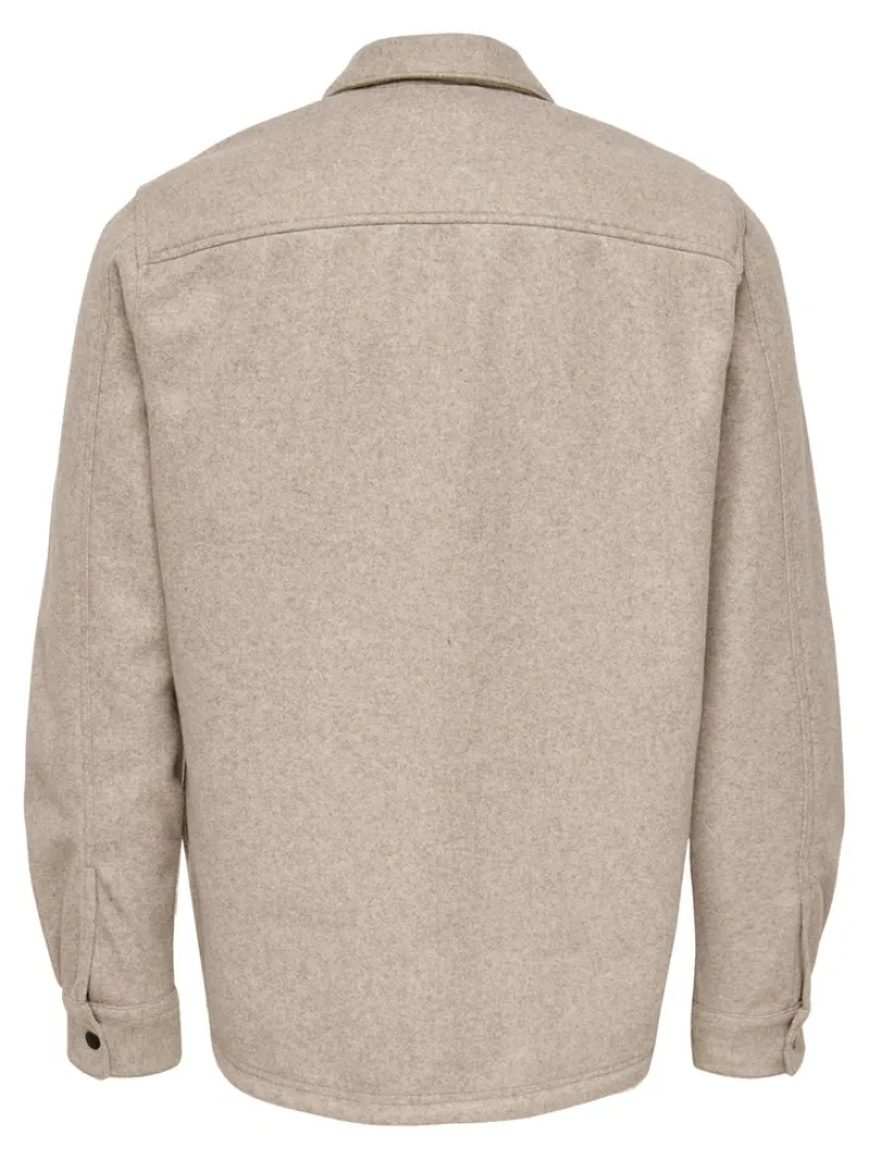 Only & Sons Hemden*ONSASH OVR WOOLEN LOOK PKT LS SHIRT NOOS chinchilla