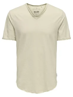 Only & Sons Shirts*ONSBENNE LONGY V-NECK SS TEE NOOS Silver Lining