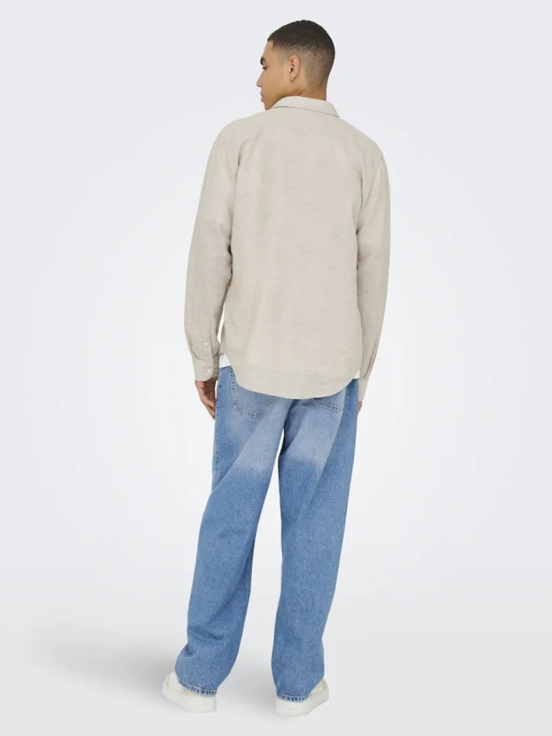 Only & Sons Hemden*ONSCAIDEN LIFE RGLS 1PKT LINENBLEND NOOS chinchilla