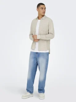 Only & Sons Hemden*ONSCAIDEN LIFE RGLS 1PKT LINENBLEND NOOS chinchilla