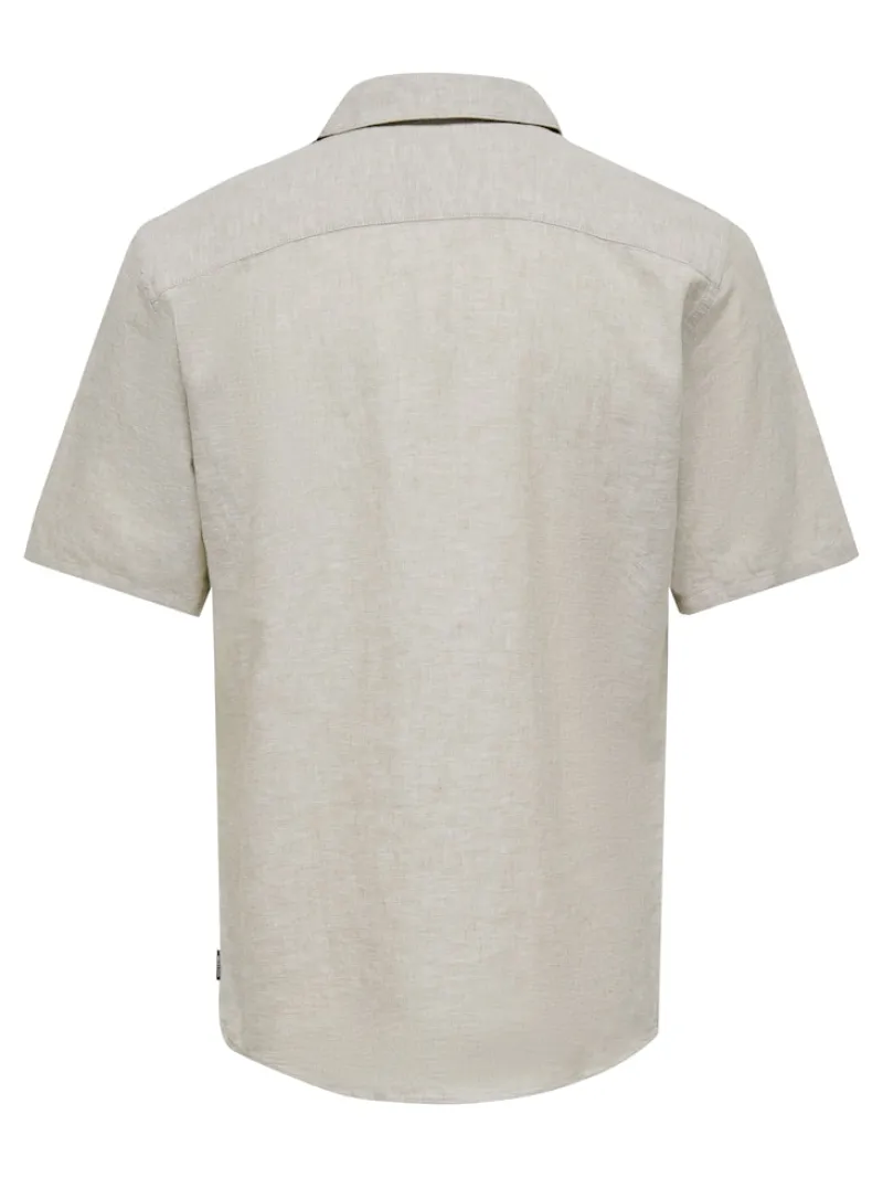 Only & Sons Hemden*ONSCAIDEN LIFE SS SOL RES LINENBLENDNOOS chinchilla