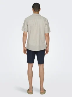 Only & Sons Hemden*ONSCAIDEN LIFE SS SOL RES LINENBLENDNOOS chinchilla