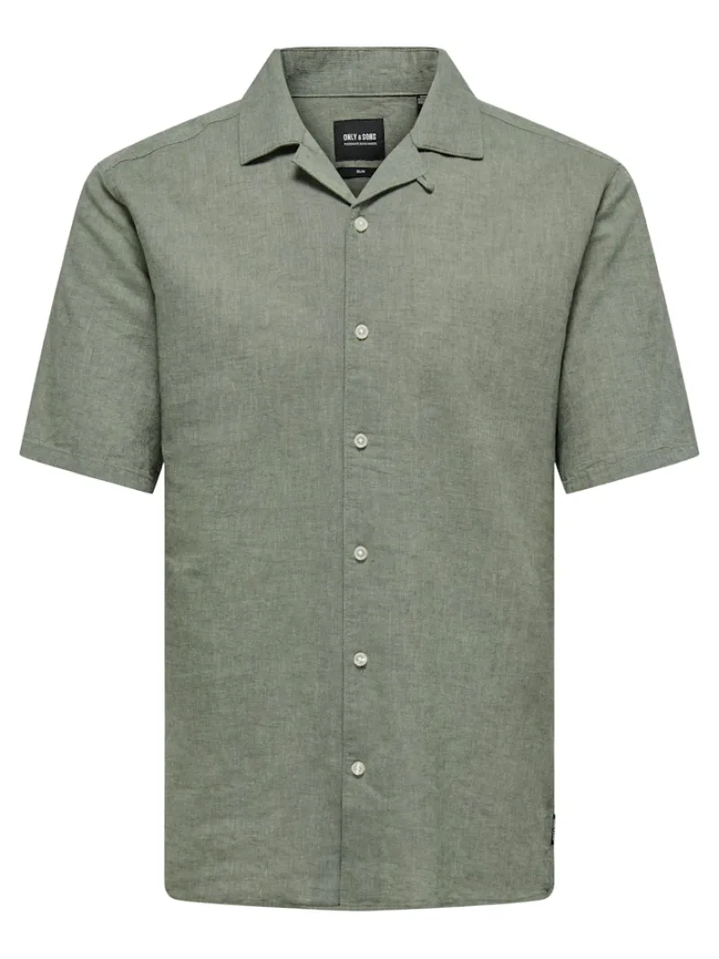 Only & Sons Hemden*ONSCAIDEN LIFE SS SOL RES LINENBLENDNOOS Swamp