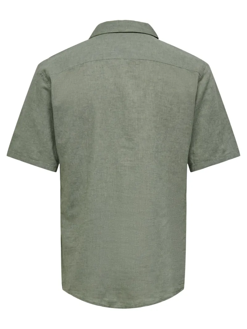 Only & Sons Hemden*ONSCAIDEN LIFE SS SOL RES LINENBLENDNOOS Swamp
