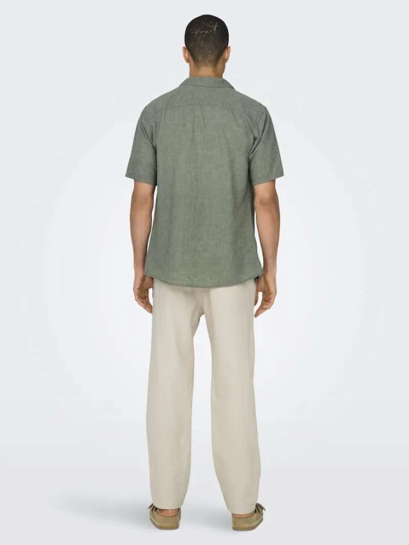 Only & Sons Hemden*ONSCAIDEN LIFE SS SOL RES LINENBLENDNOOS Swamp