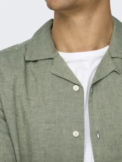 Only & Sons Hemden*ONSCAIDEN LIFE SS SOL RES LINENBLENDNOOS Swamp
