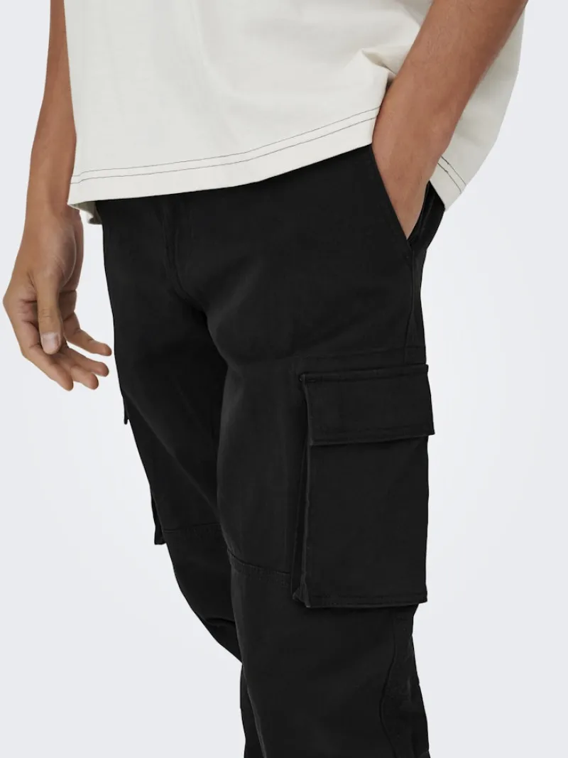 Only & Sons Hosen|Big Boys*ONSCAM STAGE CARGO CUFF LIFE 6687 NOOS Black