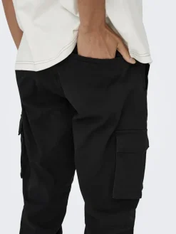 Only & Sons Hosen|Big Boys*ONSCAM STAGE CARGO CUFF LIFE 6687 NOOS Black