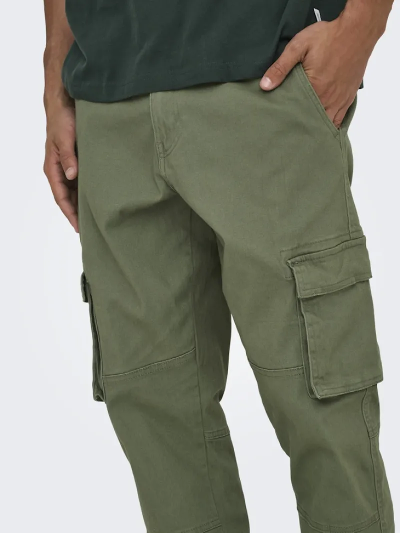 Only & Sons Hosen|Big Boys*ONSCAM STAGE CARGO CUFF LIFE 6687 NOOS Deep Lichen Green