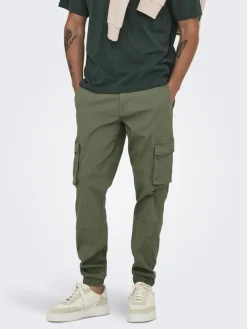 Only & Sons Hosen|Big Boys*ONSCAM STAGE CARGO CUFF LIFE 6687 NOOS Deep Lichen Green