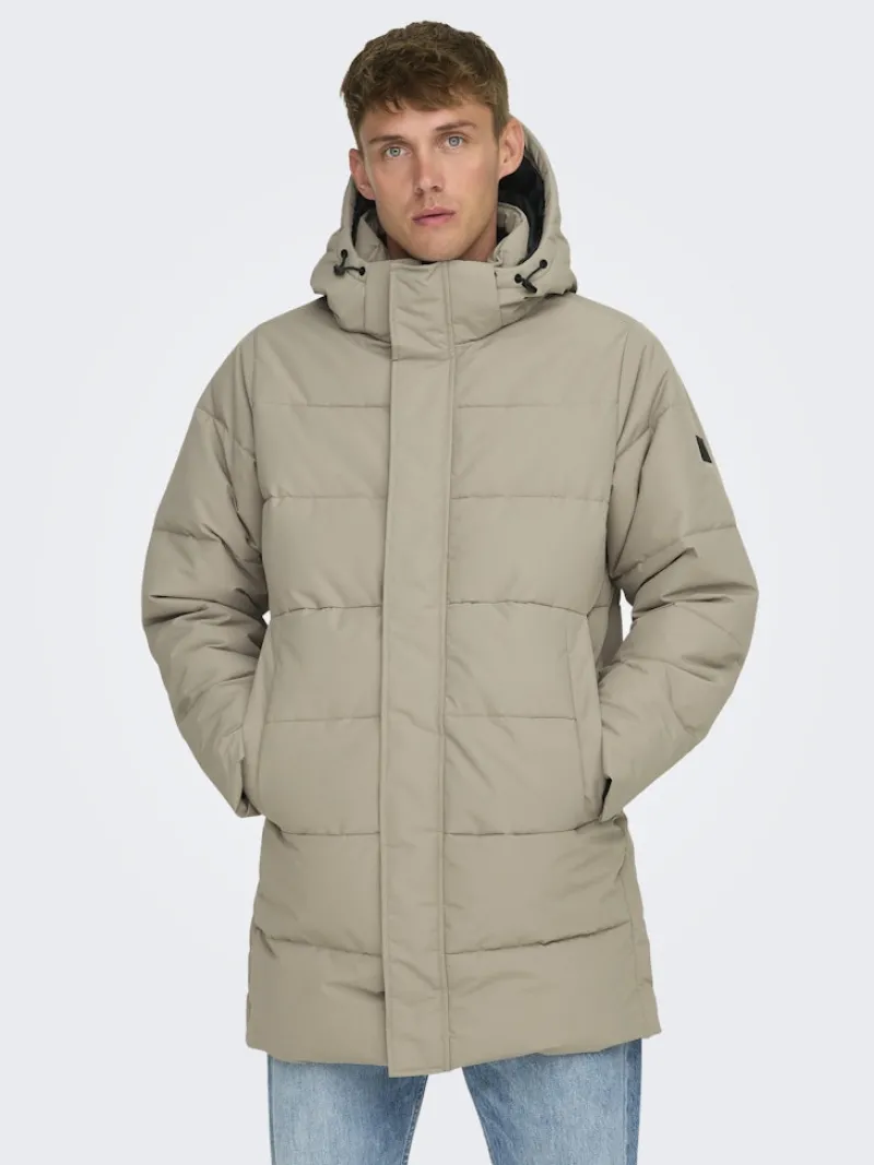 Only & Sons Jacken*ONSCARL LIFE LONG QUILTED COAT OTW NOOS desert taupe