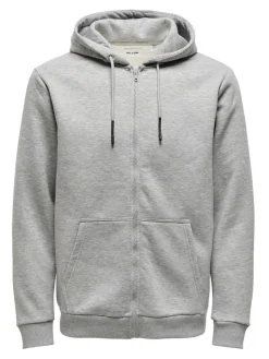 Only & Sons Pullover & Sweatshirts*ONSCERES ZIP THR. HOODIE SWEAT NOOS Light Grey Melange