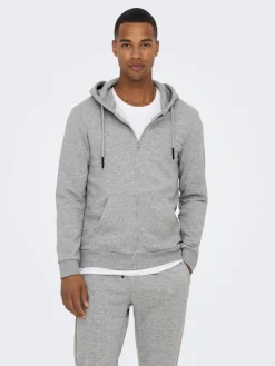 Only & Sons Pullover & Sweatshirts*ONSCERES ZIP THR. HOODIE SWEAT NOOS Light Grey Melange