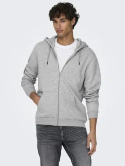 Only & Sons Pullover & Sweatshirts*ONSCERES ZIP THR. HOODIE SWEAT NOOS Light Grey Melange