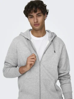 Only & Sons Pullover & Sweatshirts*ONSCERES ZIP THR. HOODIE SWEAT NOOS Light Grey Melange