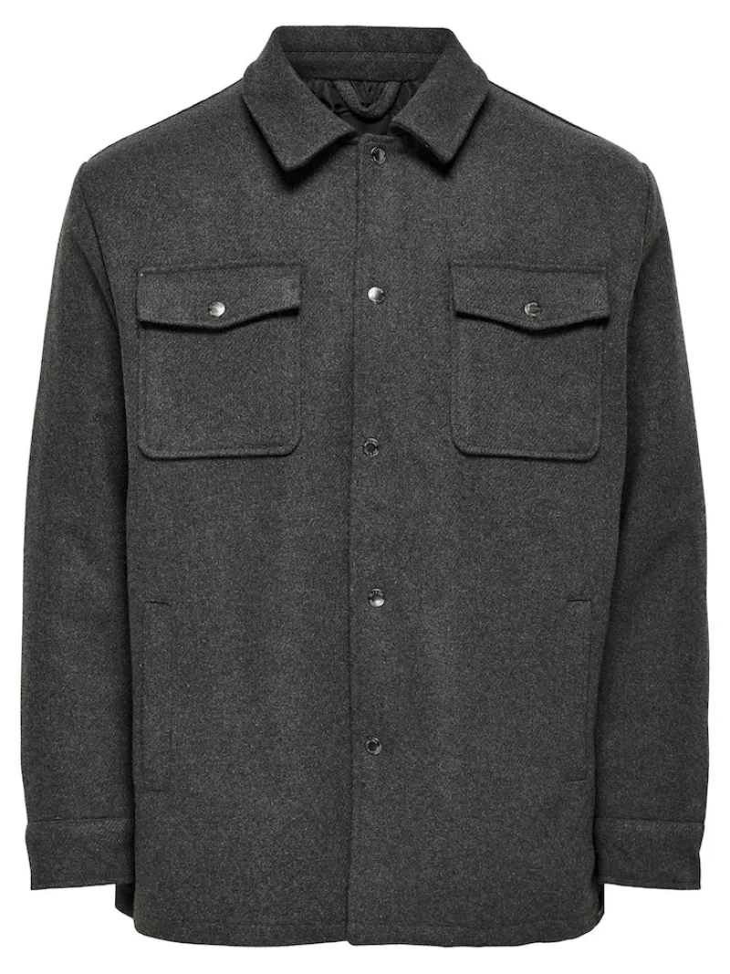 Only & Sons Jacken*ONSCREED LOOSE WOOL JACKET OTW Dark Grey Melange