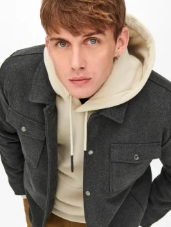 Only & Sons Jacken*ONSCREED LOOSE WOOL JACKET OTW Dark Grey Melange