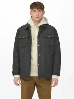 Only & Sons Jacken*ONSCREED LOOSE WOOL JACKET OTW Dark Grey Melange