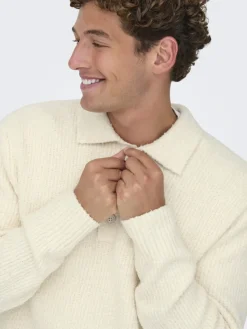 Only & Sons Pullover & Sweatshirts*ONSDALE RLX LS POLO KNIT NOOS gardenia
