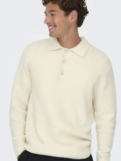 Only & Sons Pullover & Sweatshirts*ONSDALE RLX LS POLO KNIT NOOS gardenia