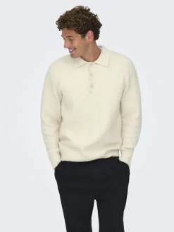 Only & Sons Pullover & Sweatshirts*ONSDALE RLX LS POLO KNIT NOOS gardenia