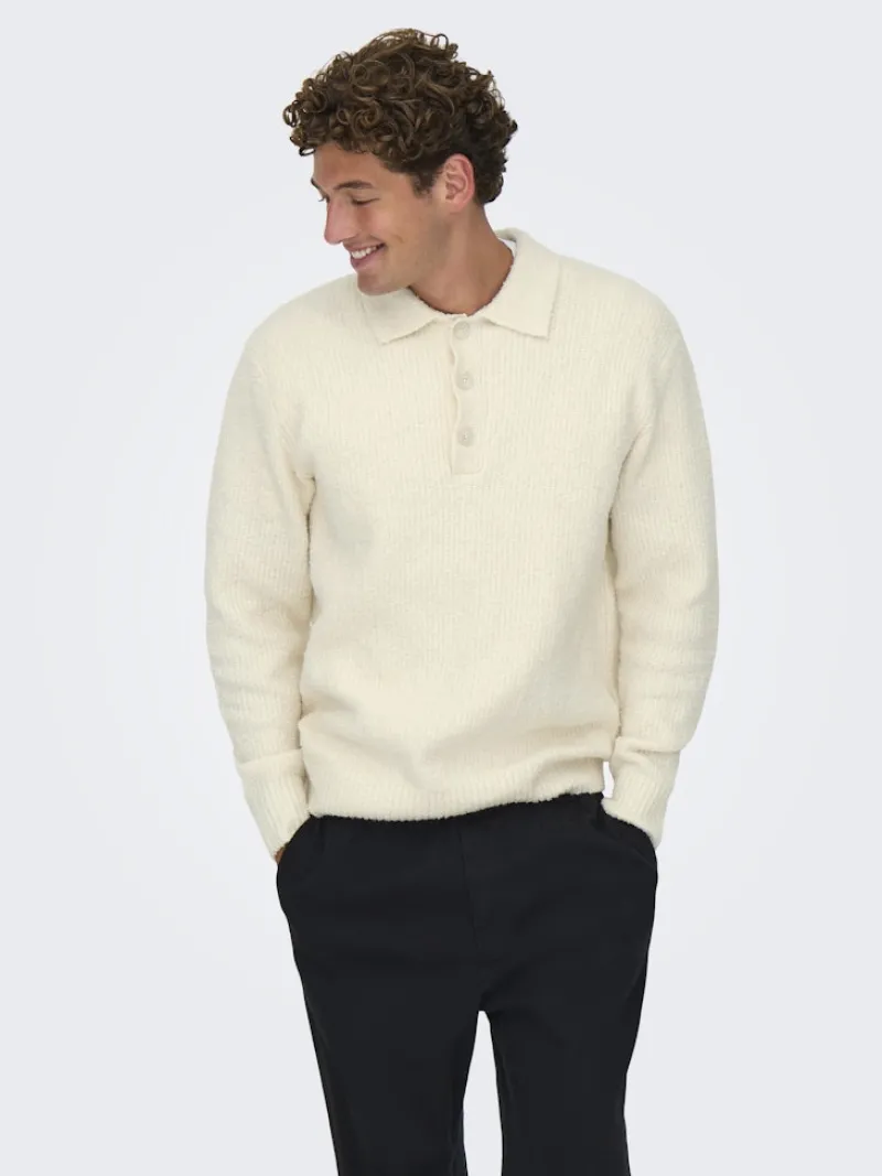 Only & Sons Pullover & Sweatshirts*ONSDALE RLX LS POLO KNIT NOOS gardenia