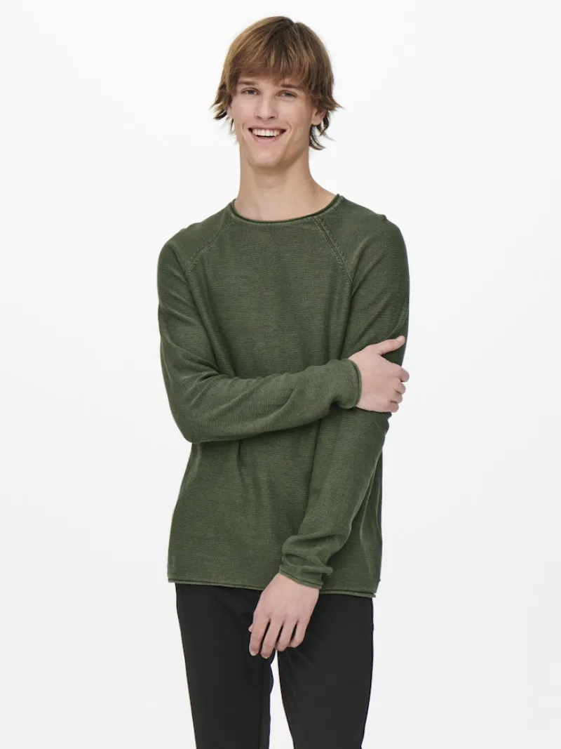 Only & Sons Pullover & Sweatshirts*ONSDEXTOR 12 WASH RAGLAN KNIT Olive Night