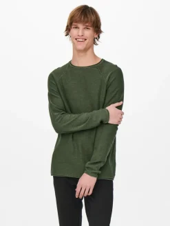 Only & Sons Pullover & Sweatshirts*ONSDEXTOR 12 WASH RAGLAN KNIT Olive Night