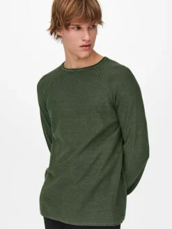 Only & Sons Pullover & Sweatshirts*ONSDEXTOR 12 WASH RAGLAN KNIT Olive Night