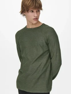 Only & Sons Pullover & Sweatshirts*ONSDEXTOR 12 WASH RAGLAN KNIT Olive Night