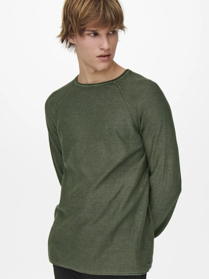 Only & Sons Pullover & Sweatshirts*ONSDEXTOR 12 WASH RAGLAN KNIT Olive Night