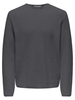 Only & Sons Pullover & Sweatshirts*ONSERIC REG 12 STRUC CREW KNIT NOOS grey pinstripe