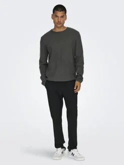 Only & Sons Pullover & Sweatshirts*ONSERIC REG 12 STRUC CREW KNIT NOOS grey pinstripe