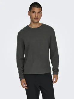 Only & Sons Pullover & Sweatshirts*ONSERIC REG 12 STRUC CREW KNIT NOOS grey pinstripe