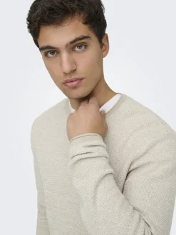 Only & Sons Pullover & Sweatshirts*ONSERIC REG 12 STRUC CREW KNIT NOOS silver lining2