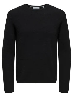 Only & Sons Pullover & Sweatshirts*ONSERIC REG 12 STRUC CREW KNIT NOOS Black