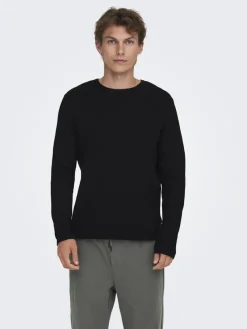 Only & Sons Pullover & Sweatshirts*ONSERIC REG 12 STRUC CREW KNIT NOOS Black