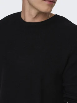 Only & Sons Pullover & Sweatshirts*ONSERIC REG 12 STRUC CREW KNIT NOOS Black