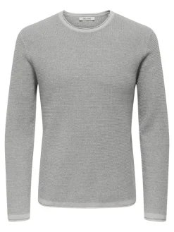 Only & Sons Pullover & Sweatshirts*ONSERIC REG 12 STRUC CREW KNIT NOOS Light Grey Melange