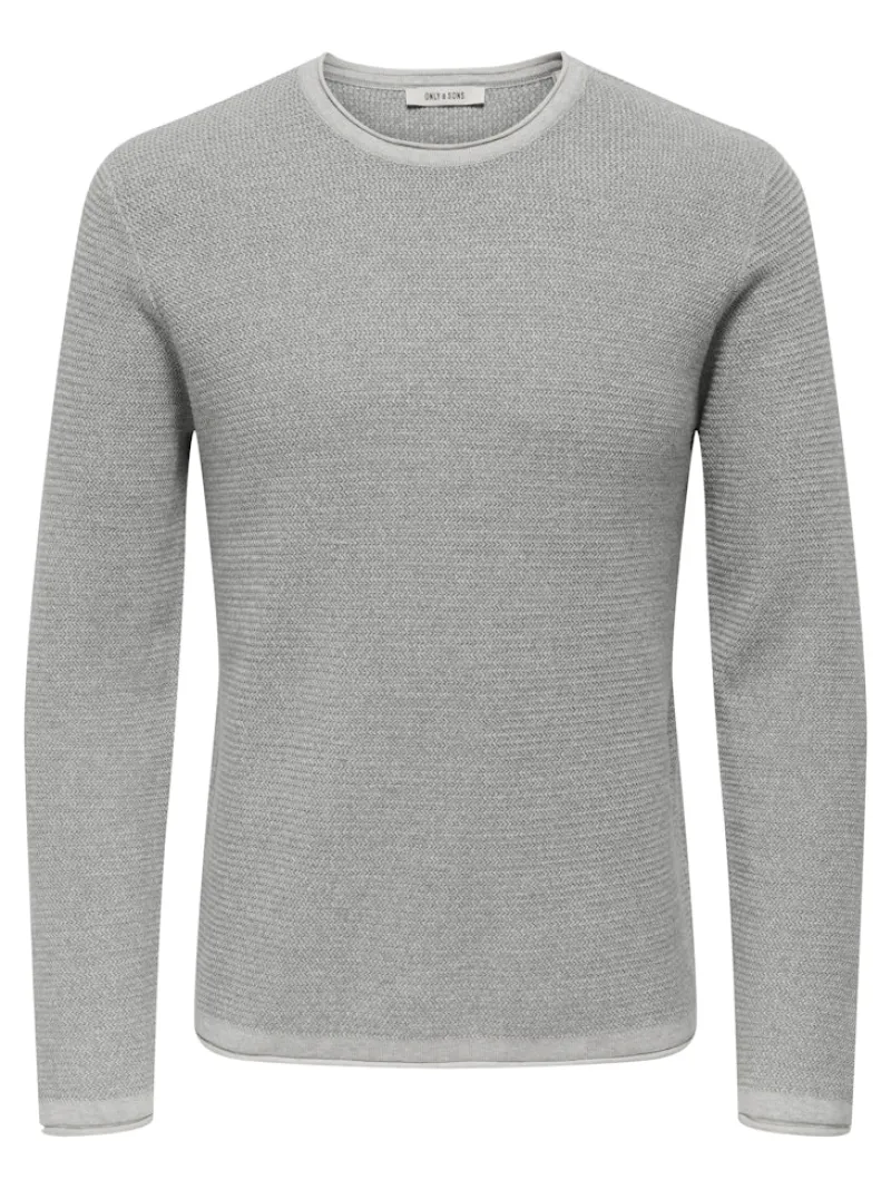 Only & Sons Pullover & Sweatshirts*ONSERIC REG 12 STRUC CREW KNIT NOOS Light Grey Melange