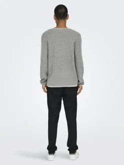Only & Sons Pullover & Sweatshirts*ONSERIC REG 12 STRUC CREW KNIT NOOS Light Grey Melange