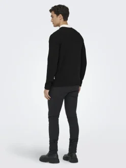 Only & Sons Pullover & Sweatshirts*ONSETHAN LIFE REG 7 CREW KNIT NOOS Black