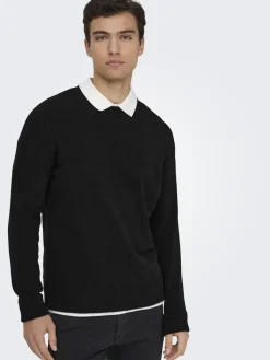 Only & Sons Pullover & Sweatshirts*ONSETHAN LIFE REG 7 CREW KNIT NOOS Black