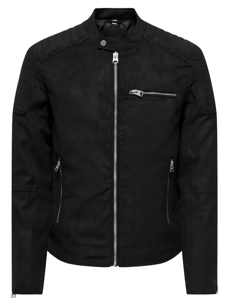 Only & Sons Jacken*ONSGUS FAUX SUEDE RACER JACKET OTW NOOS Black